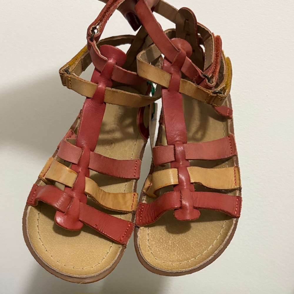 Red and Tan Kickers Sandals